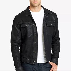 Men's William Rast Coated Denim Biker Trucker Jacket